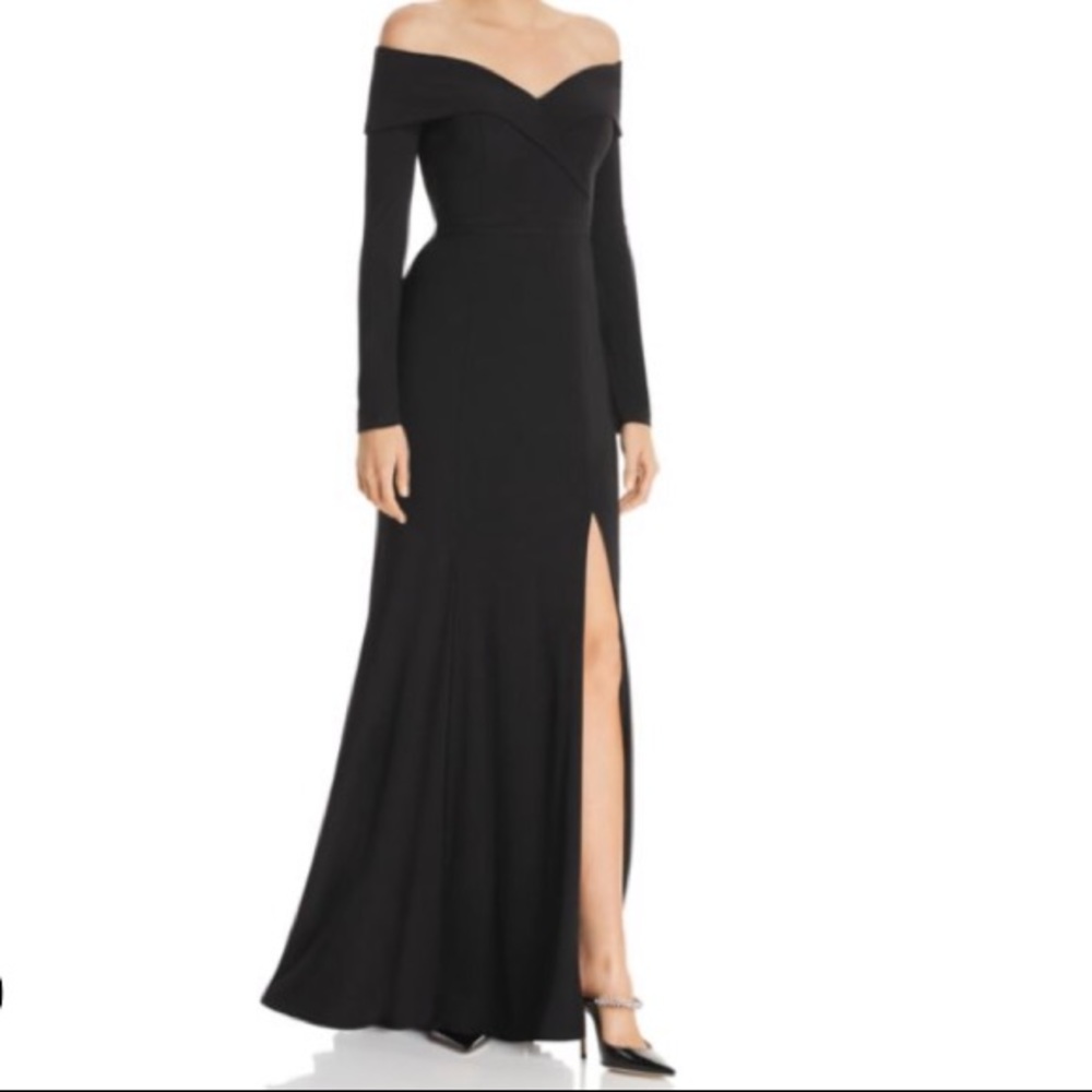 AQUA Off-the-Shoulder Gown